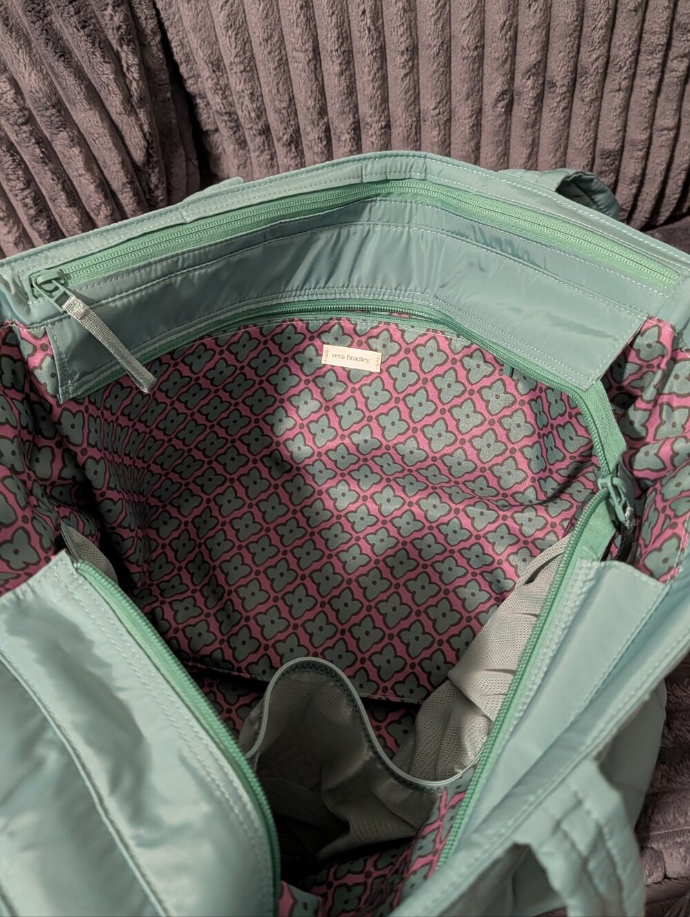 Vera Bradley Green Nylon Quilted Tote Bag - Picture 4 of 4